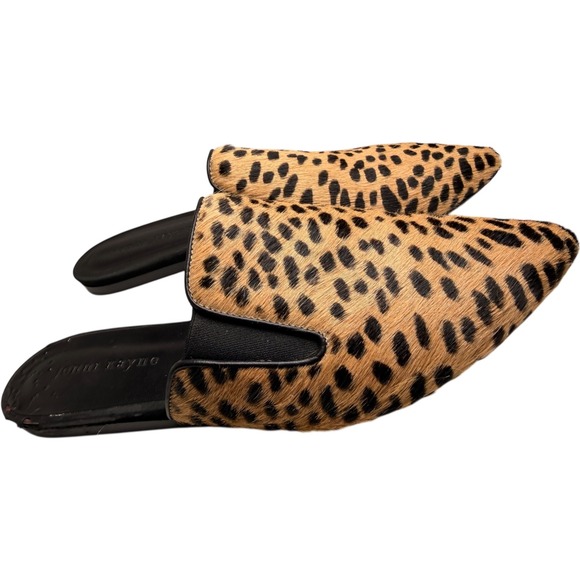 Jenni Kayne Leopard Print Calf Hair Pointed Toe Mules Women Sz 38 Quiet Luxury - Picture 9 of 12